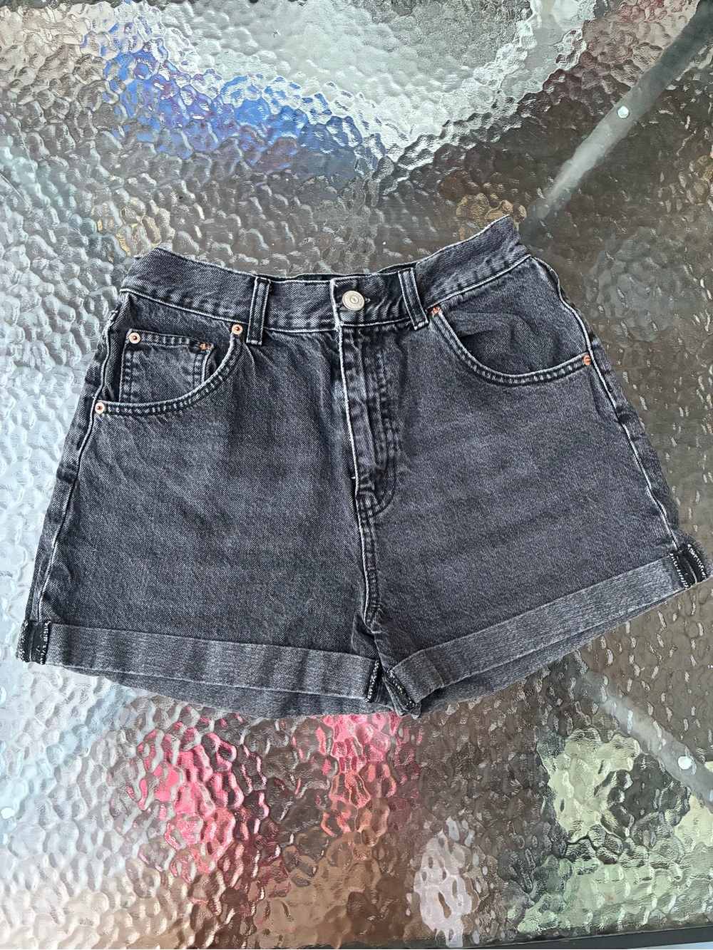 Classic High-Rise Black Denim Shorts